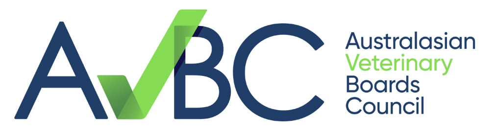 AVBC logo: blue A B C with a green check mark and the text 'Australasian Veterinary Boards Council'